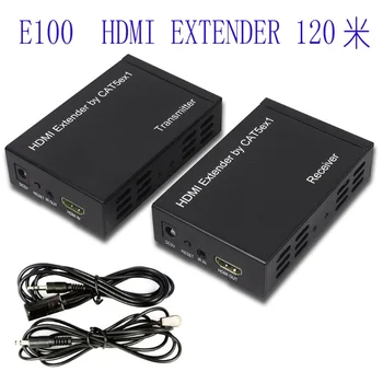 E100 HDMI Удлинитель с одним кабелем 120 м, удлинитель HDMI 1 передатчик, несколько приемников с поддержкой инфракрасного излучения