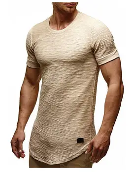 № 2 A1375, летние новые мужские футболки, однотонные, приталенные, трендовые, повседневные, с короткими рукавами