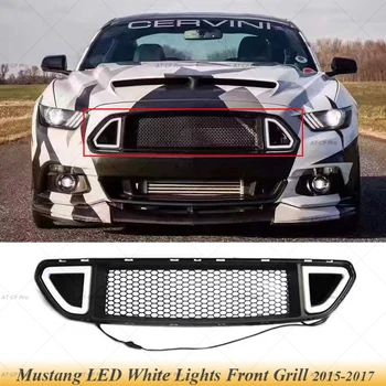 Для решетки радиатора Mustang ABS-решетка со светодиодной подсветкой, деталь для тюнинга Обвеса Для Mustang, черная Решетка переднего бампера, Гоночная 2015 2016 2017