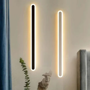 Современный светодиодный настенный светильник для зеркала в ванной комнате, Прикроватные тумбочки для спальни, Настенные светильники для внутреннего декора, Бра, Железная Акриловая линейная лампа