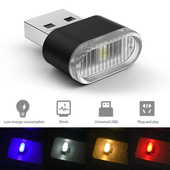 1 шт. Автомобильный мини USB светодиодный атмосферный светильник, Неоновая декоративная лампа для салона автомобиля, аварийное освещение, Универсальный ПК, портативный, подключи и играй