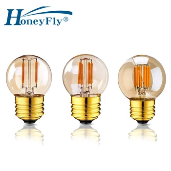 HoneyFly G40 Янтарная Светодиодная Лампа 1 Вт 2 Вт 3 Вт 110/220 В E12/E14 E26/E27 Глобус Лампа Blubs COB Накаливания Теплый Белый Ретро Промышленный Стиль