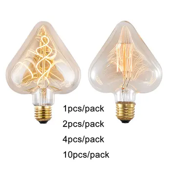 Love Heart LED Dimmable Винтажные Светодиодные лампы Edison 4 Вт В Античном стиле Лампочка Эдисона 2300 К Теплый Белый 40 Вт Лампа Накаливания
