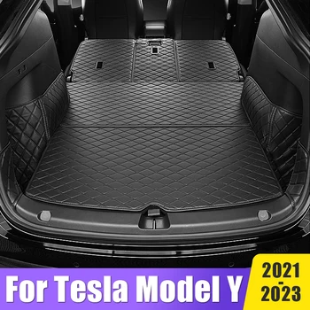 Автомобильные Аксессуары Для Tesla Model Y 2021 2022 2023 Высококачественные Кожаные Коврики Для Багажника, Изготовленные На Заказ Прочные Ковры Для Багажника Грузового Лайнера