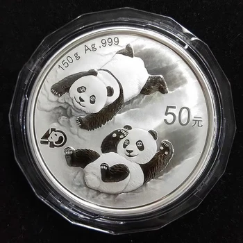 Китай, Серебряная монета с пандой 2022 года, Оригинальная монета Ag .999 весом 150 г для коллекции, Монета в подарок на Китайский Новый год/Рождество