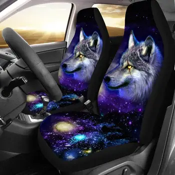 Универсальный чехол для автомобильного сиденья из утолщенного полиэстера с 3D рисунком волка, все включено, защитный чехол для переднего сиденья, интерьер автомобиля