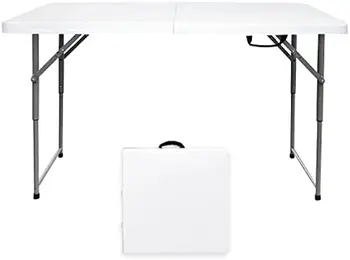 Складной стол с регулируемой высотой 4 Фута, складной Портативный пластиковый Маленький карточный столик с ручкой, обеденный стол для пикника