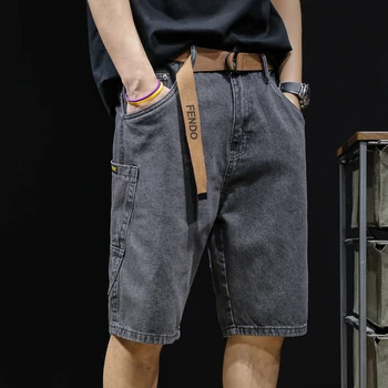 2023 Новые мужские джинсовые шорты, Мужские летние модные Брендовые Укороченные мужские брюки, Свободные Брюки для спецодежды большого размера