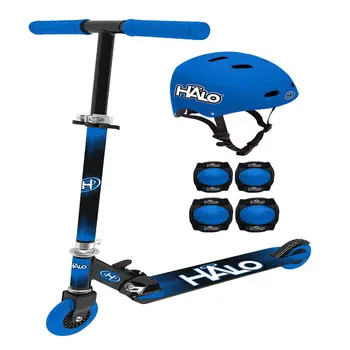 Rise Above Комбинированный скутер из 6 предметов - синий - В том числе 1 рядный скутер премиум-класса, 1 мультиспортивный шлем с регулируемым размером, 2 налокотника
