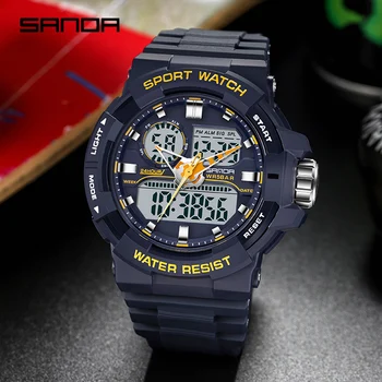 SANDA Лучший бренд класса Люкс Военные Мужские часы 50 м Водонепроницаемые наручные часы Кварцевые часы для мужчин Часы G style relogio masculino 6025