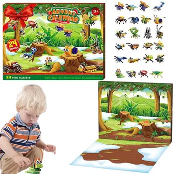 Серия насекомых 12в1, строительные блоки с животными, Классические креативные кирпичные развивающие игрушки для детей, Адвент-календарь, Рождественский подарок