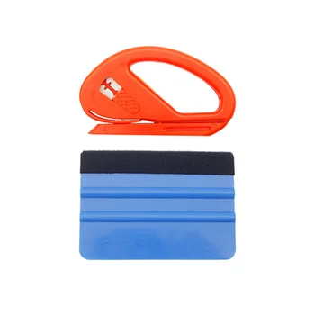 2 шт./компл. автомобильный скребок с войлоком, оранжевый изогнутый резак для пленки, инструмент для скребка, набор для установки наклеек из углеродного волокна