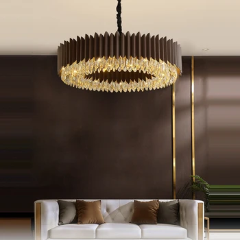 Дизайнерские светодиодные подвесные светильники из черного золота и хрусталя, Люстра Lustre, Подвесной светильник Lampen для столовой