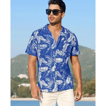 2023 Новые Гавайские рубашки Для мужчин, топы с коротким рукавом, Одежда с рисунком перьев, Одежда для пляжного отдыха, Модные мужские рубашки Оверсайз