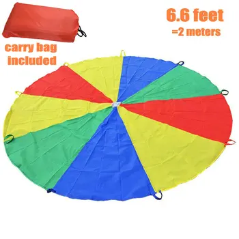 6,6 футов/2 метра Радужный парашют с 8 ручками, Прыгающий мешок, игра в мяч для детей, в наличии несколько размеров