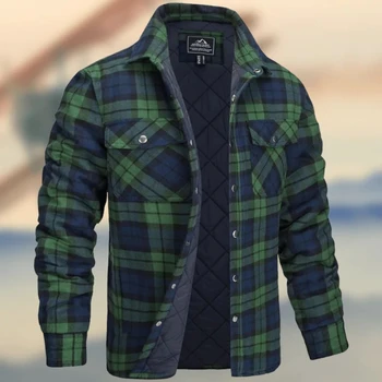 Осенне-зимняя плотная рубашка, мужская модная рубашка в полоску с лацканами, куртка, мужская Высококачественная повседневная куртка, Мужская Высококачественная куртка-карго