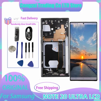 100% Оригинальный ЖК-дисплей Note 20 Ultra с Рамкой Для Samsung Galaxy Note20 Ultra N985F SM-N985F/DS N986B 5G Дисплей Новый Сенсорный экран