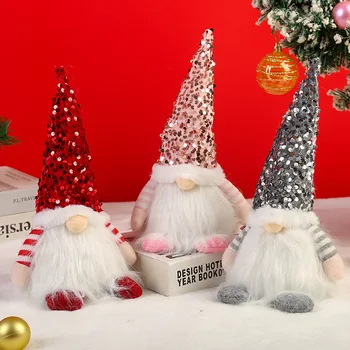 Рождественский гном с подсветкой, Скандинавская шведская шляпа ручной работы с блестками Tomte, Подарок с подсветкой в виде плюшевого эльфа, Праздничный подарок, Рождественские украшения