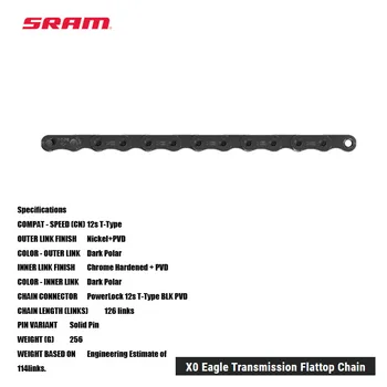 Плоская цепь SRAM X0 Eagle Transmission Самая прочная цепь SRAM, когда-либо специально разработанная для Eagle Transmission