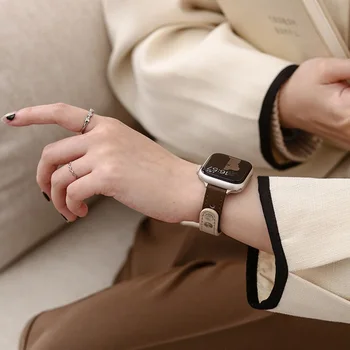 Тонкий ремешок Correa для Apple Watch Band Ultra 49 мм 41 мм 40 мм 42 мм 44 мм 45 мм Тонкий Кожаный ремешок Для iwatch Серии 7 6 5 4 se Bands