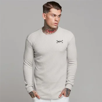 Новый модный весенне-осенний мужской свитер с круглым вырезом, приталенные свитера, Мужской тонкий пуловер, мужской повседневный пуловер с длинным рукавом, homme