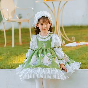 2023 Осенняя новая одежда для девочек, Детские платья в стиле Лолиты, Платья для маленьких девочек, Халат Принцессы, Платье Принцессы для девочек, Vestidos