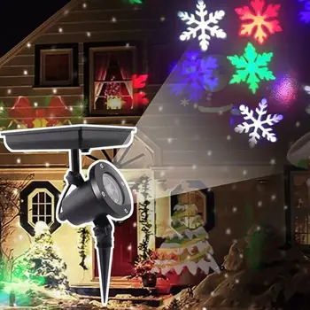Рождественские Светодиодные лампы проектора в виде Снежинки, открытый красочный солнечный свет для украшения новогоднего праздника, ландшафтной вечеринки