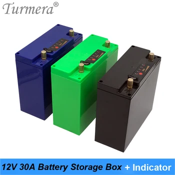 Turmera 12V 30A Батарея Коробка для хранения Индикатор зарядного порта постоянного тока Может встроить 48 Шт 18650 аккумулятор для использования в системе бесперебойного питания