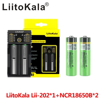 LiitoKala Lii-202 USB 18650/26650 Умное Зарядное Устройство + 2шт NCR18650B 3,7 В 3400 мАч 18650 Литиевая Аккумуляторная Батарея Для Фонарика