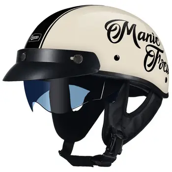Винтажный полуошлем со встроенным солнцезащитным козырьком, идеально подходящий для летней езды, мотоциклетных шлемов в стиле ретро и дамских джентльменов