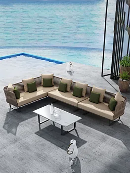 Индивидуальный открытый ротанговый диван во дворе виллы открытый балкон водонепроницаемый и солнцезащитный сад для отдыха на открытом воздухе ротанговое кресло диван