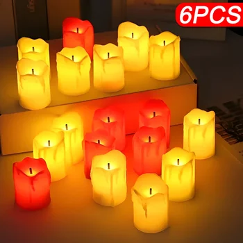 6шт Беспламенных светодиодных свечей Яркий чайный светильник на батарейках с реалистичным пламенем Рождество Праздник Свадьба Домашний декор