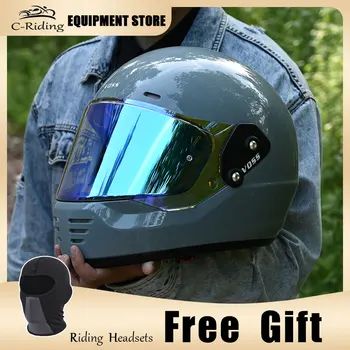 Одобренный DOT Ретро мотоциклетный шлем, немецкие винтажные моторные шлемы, каско для мотокросса, защитная кепка для полного лица, внедорожные мужские женские