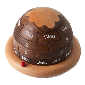 1 комплект Деревянного настольного календаря Декор Офисного стола Блок Календаря для рабочего стола Коричневый