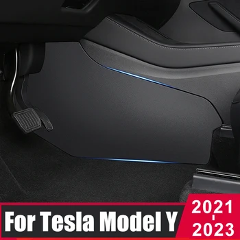 Для Tesla Модель Y 2021 2022 2023 Автомобильный Центральный Пульт Боковая защита Kick Pad Защитная накладка для ног Аксессуары для украшения интерьера