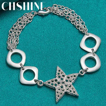 CHSHINE 925 Стерлингового серебра Звезда четыре кольца браслет для женщин Свадебная вечеринка Модные очаровательные ювелирные изделия