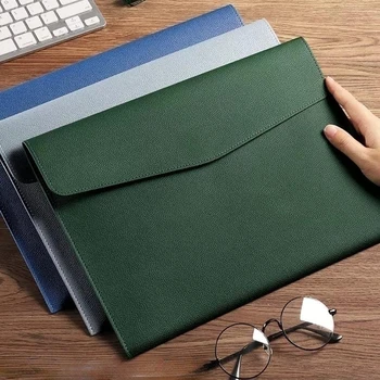 Портативная кожаная сумка для файлов формата А4, модная сумка для файлов, кнопка утолщения, Водонепроницаемое управление хранением документов в деловом офисе