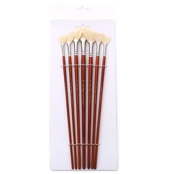 Набор веерных кистей для рисования из 7 предметов, профессиональная веерная кисть для художника, Акриловые кисти для рисования с длинной деревянной ручкой