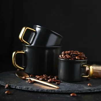 Керамическая простая кофейная чашка mark shop с золотой ручкой, матовая итальянская кофейная кружка Мокко