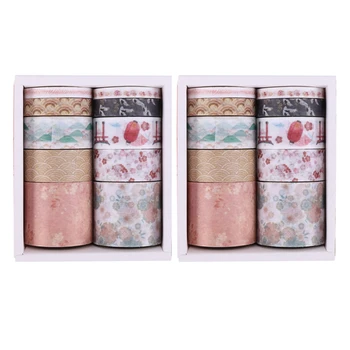 Набор декоративных лент Kawaii Washi, Японские бумажные наклейки, Японские канцелярские принадлежности для скрапбукинга H