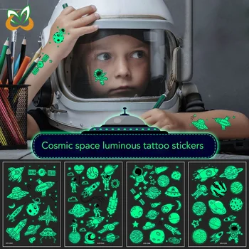 Светящаяся Вселенная Космическая Татуировка Наклейка Детская Мультяшная вечеринка Kawaii Детские Канцелярские наклейки