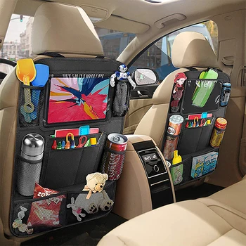 Органайзер для заднего сиденья автомобиля 1ШТ с сенсорным экраном, держатель для планшета, Автоматические карманы для хранения, Защитные чехлы для спинки автомобильного сиденья, Автомобильные Аксессуары