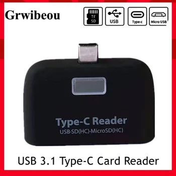 Grwibeou USB 3.1 TYPE-C Кардридер USB-C к USB 2.0 SD/Micro SD/TF OTG Адаптер Для карт Памяти Для ПК, Ноутбуков, Телефонов, Многофункциональный Конвертер