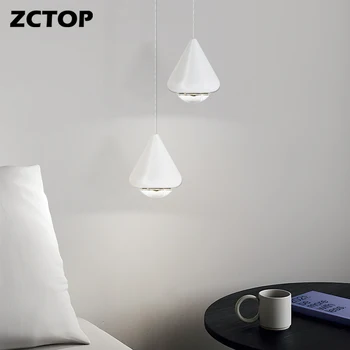 Новые светодиодные прикроватные подвесные светильники для спальни, современная минималистичная одноголовочная длинная Изящная маленькая люстра для гостиной, столовой, бара