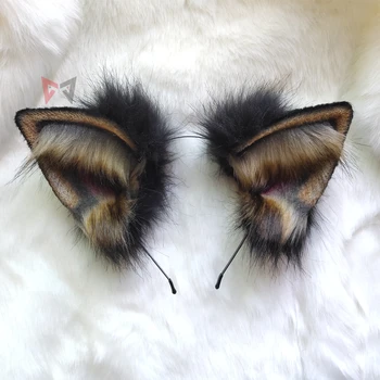 Новый обруч для волос с кошачьими ушками Черного Волка Ручной работы для KC Cosplay Party Аксессуары для игровых костюмов на заказ
