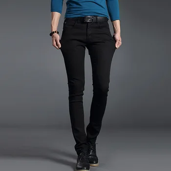 Хорошего качества, черные, серые, синие, Обтягивающие джинсы, Мужские Весенне-летние облегающие джинсы, Мужские Хлопковые стрейчевые джинсовые брюки, Ковбойские брюки