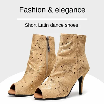 Обувь для латиноамериканских танцев для взрослых, Женские танцевальные ботинки на высоком каблуке, обувь для квадратного танца, обувь для дружбы на мягкой подошве с рыбьим ртом Для дам