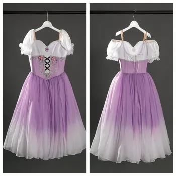 Профессиональное Высококачественное балетное платье для девочек и женщин для взрослых, длинное романтическое платье-пачка Омбре