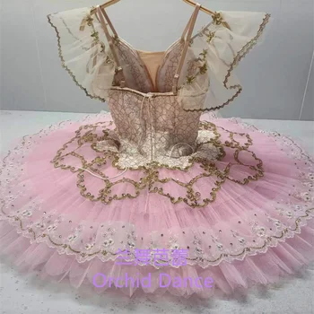 Сексуальный Индивидуальный размер, Профессиональная Высококачественная женская одежда для выступлений для взрослых, Розовые балетные костюмы-пачки 