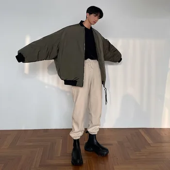 Корейская версия, Трендовая Свободная куртка-пилот, Хлопковая куртка, Мужская зимняя утолщенная хлопковая куртка-бомбер